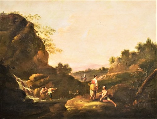 Paysage pastoral idyllique attribué à Francesco Zuccarelli - Tableaux et dessins Style Louis XV